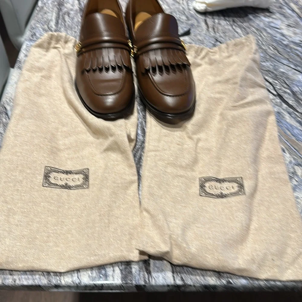 GUCCI BRAND NEW WAXED CALF BROWN SUGAR LOAFERS - Gucci size 7.5/US 9 - Picture 7 of 9
